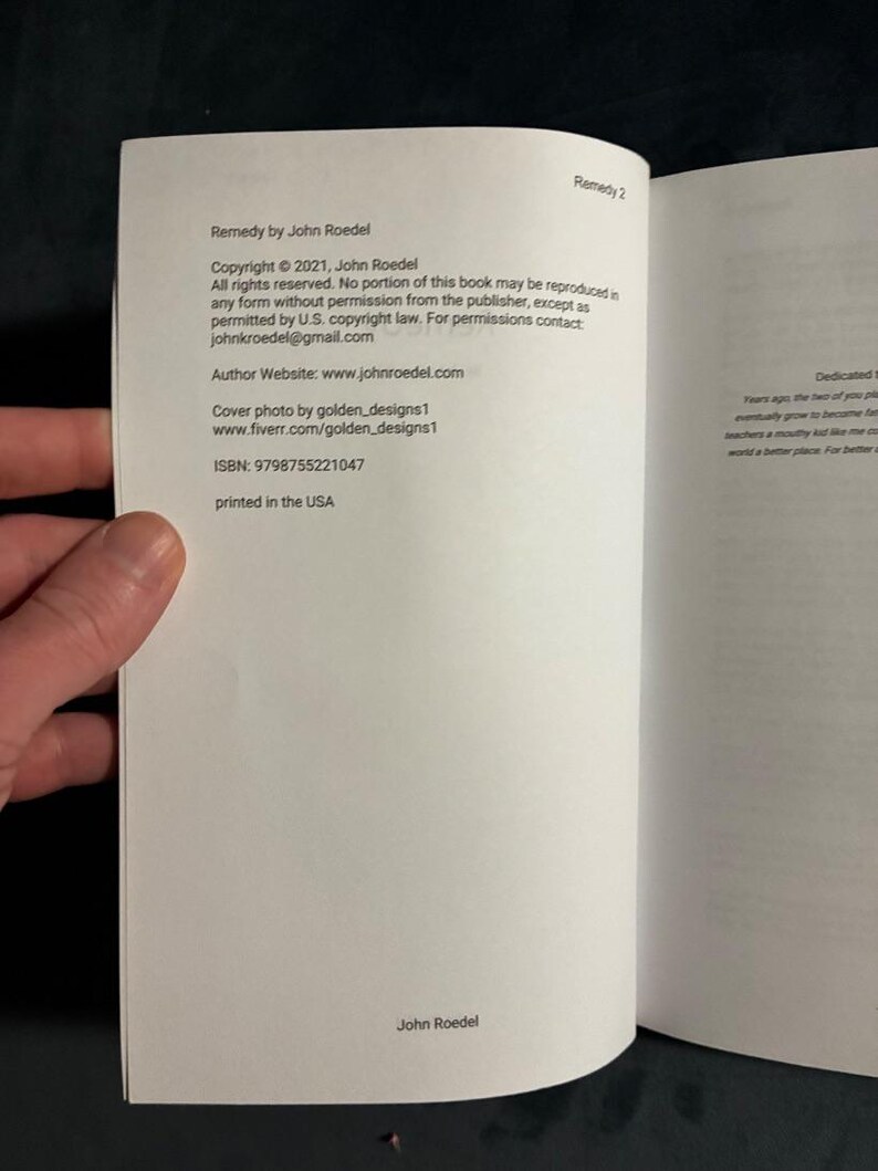 Remedy by John Roedel First Edition Near Fine Paperback image 4