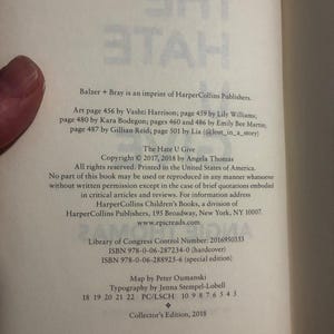 The Hate U Give (Collector's Edition) by Angie Thomas Collector's Edition Edition Third Printing Near Fine/Very Good Hardcover image 6