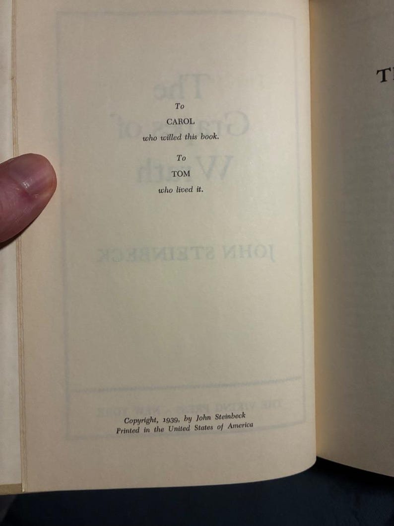 The Grapes of Wrath by John Steinbeck 1939 First Edition Very Good Hardcover image 8