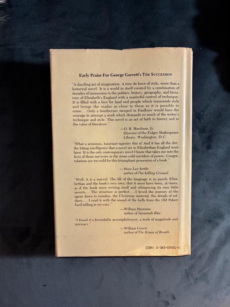 The Succession: A Novel of Elizabeth and James by George Garrett 1983 First Edition First Printing Near Fine/Very Good image 6