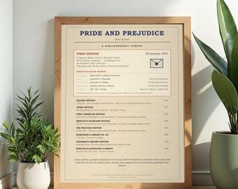 Stolz und Vorurteil – Jane Austen, Erstausgabe (Volkszählung), Geschenk für Bücherliebhaber (Digitaler Download)