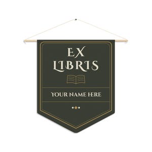 Fanion personnalisable pour ex-libris | Bannière de bibliothèque personnalisée vert forêt image 3