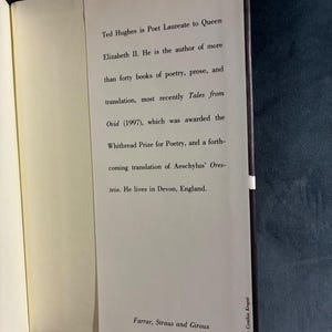 Birthday Letters by Ted Hughes First Edition First Printing Fine/Near Fine Hardcover image 5