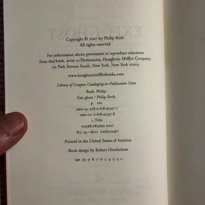 Exit Ghost by Philip Roth 2007 First Edition First Printing Fine/Near Fine image 4