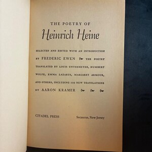 Poésie de Heinrich Heine (sélectionnée et éditée par Frederic Ewen) Très bon état, broché image 3