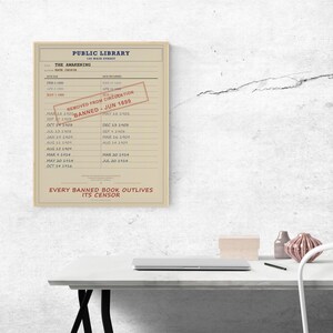 The Awakening Banned Book Digital Poster | Kate Chopin Library Card Print | Women Writers Print image 2