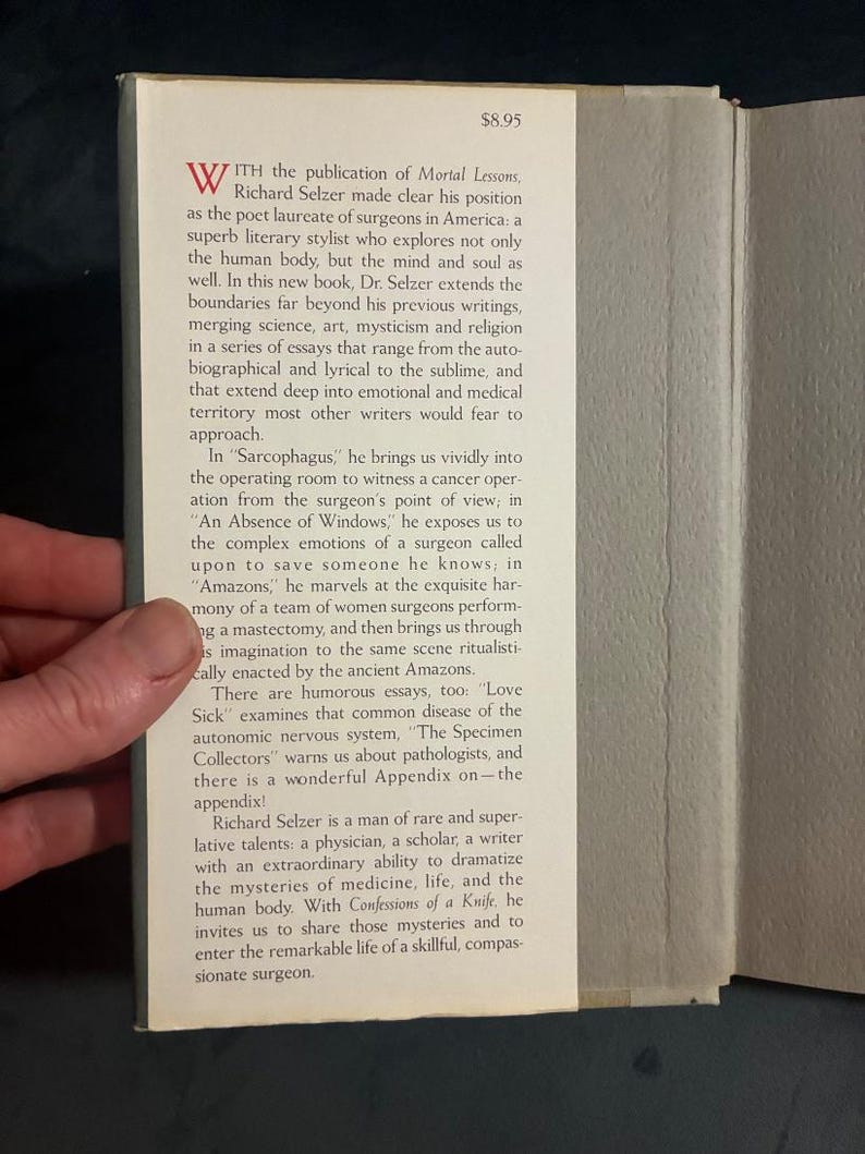 Confessions of a Knife by Richard Selzer 1979 First Edition First Printing Near Fine/Very Good image 3