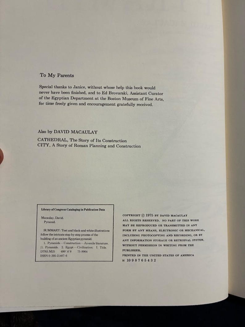 Pyramid by David Macaulay 1975 First Edition Second Printing Very Good/Very Good image 3