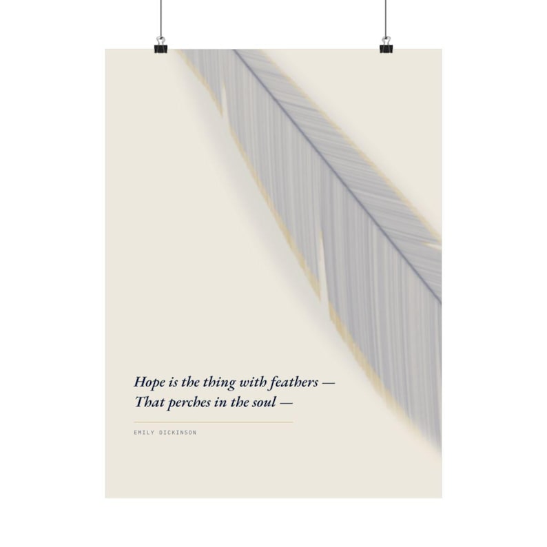 Hope Is the Thing With Feathers - Emily Dickinson Poster, Literary Wall Art image 2