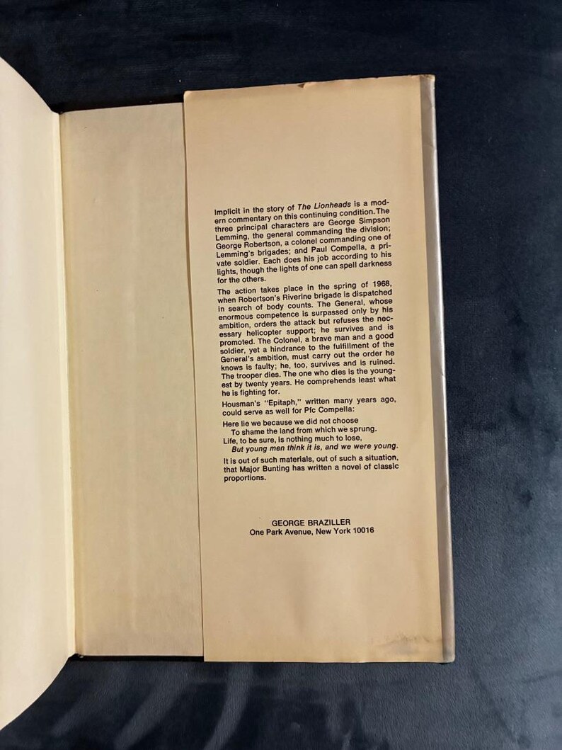 The Lionheads by Josiah Bunting 1972 First Edition 4th Printing Near Fine/Good Hardcover image 5