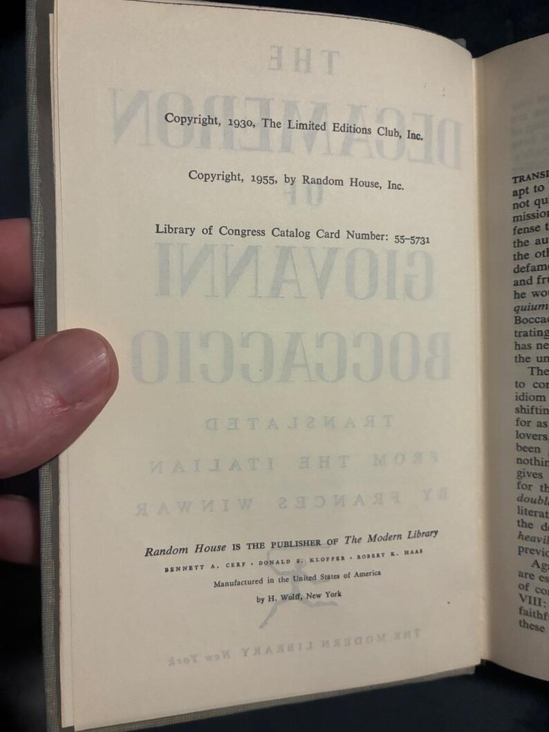 The Decameron of Giovanni Boccaccio by Giovanni Boccaccio (translated by Frances Winwar) 1955 The Modern Library (Random House), New York image 6