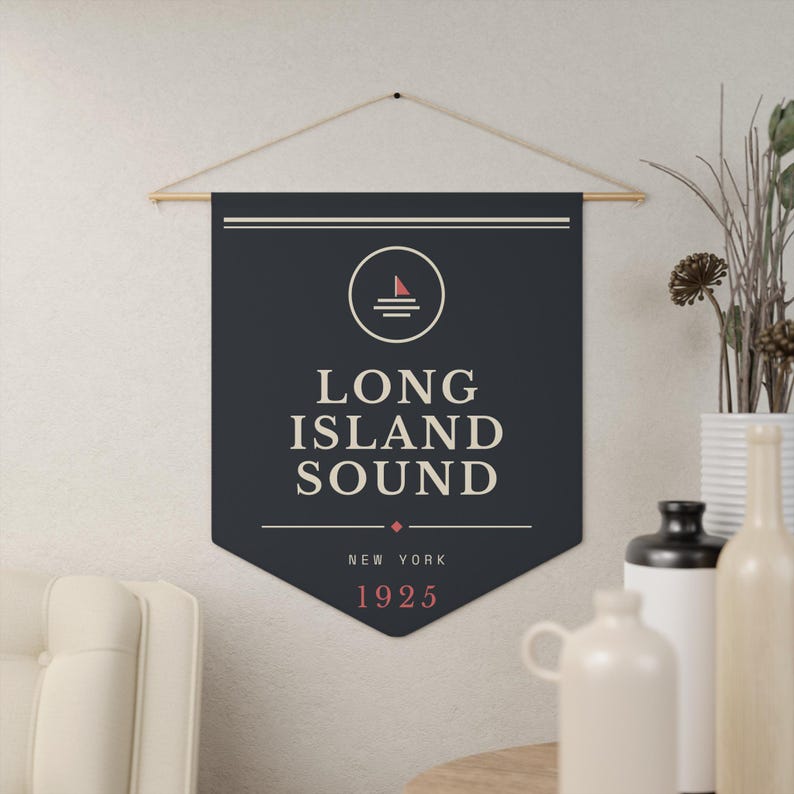 Long Island Sound Pennant, Gatsby Literary Print, Coastal Wall Art image 4
