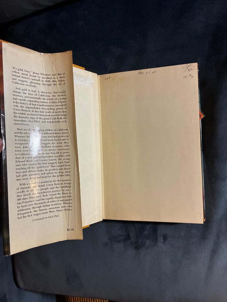 Sueños dorados de Gwen Bristow, 1980, primera edición, primera impresión, muy buen estado/buen estado. imagen 2
