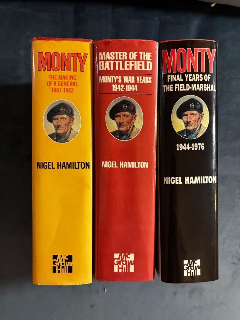 Monty, colección de 3 volúmenes (Marshall Montgomery) de Nigel Hamilton. Primera edición, primera impresión. Tapa dura. En muy buen estado. imagen 1