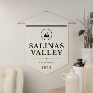 Salinas Valley Decorative Pennant Flag — Vintage California 1952 Wall Banner image 1