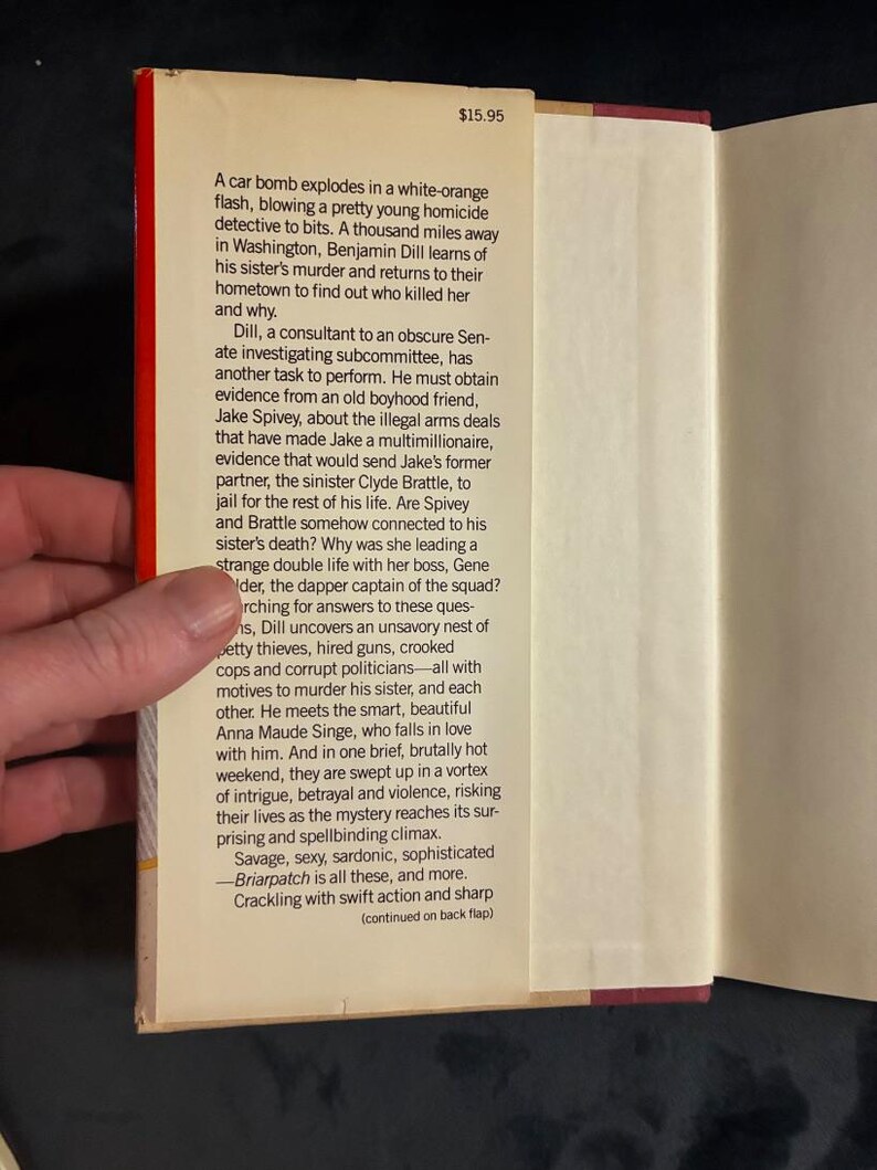 Briarpatch de Ross Thomas, 1984, première édition, premier tirage, état proche du neuf/bon. image 2