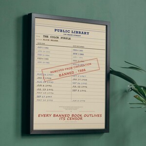 The Color Purple Banned Book Poster | Alice Walker Library Card Print | Black Literature Wall Art image 4