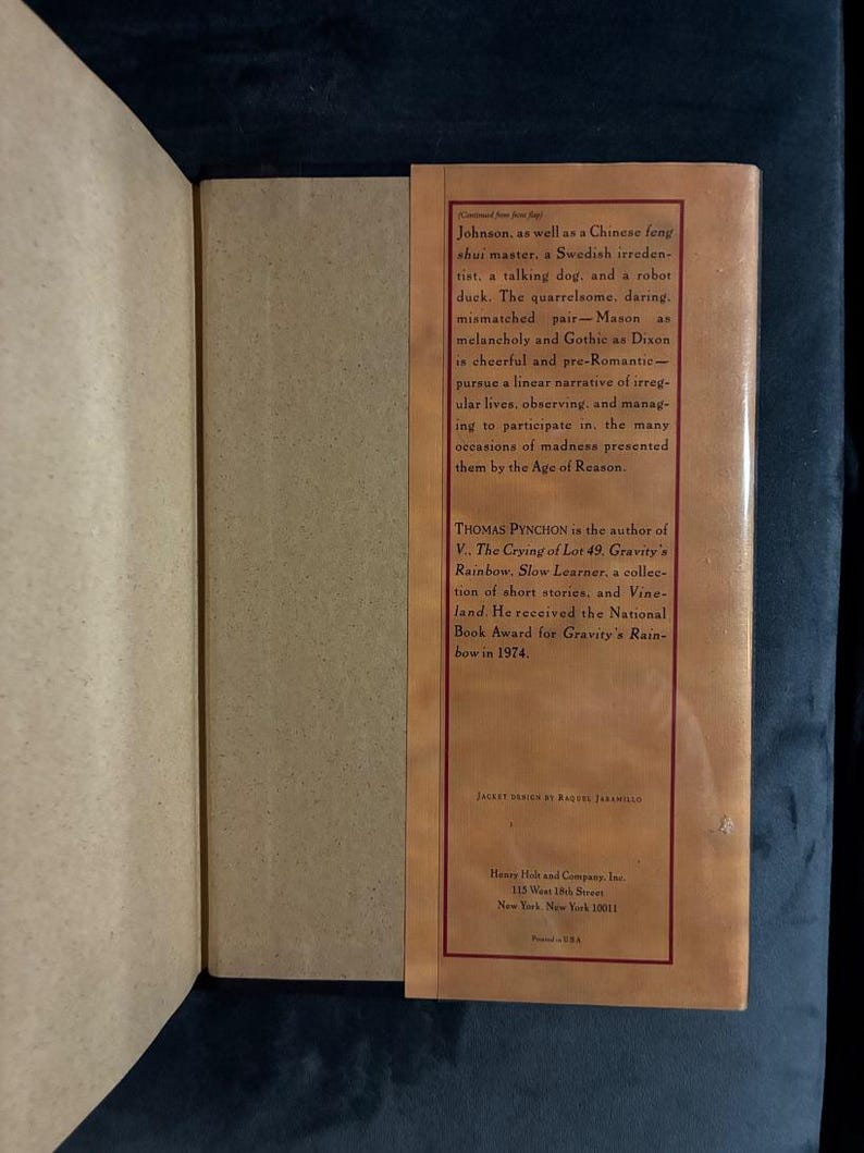 Mason & Dixon by Thomas Pynchon 1997 First Edition First Printing Fine/Near Fine Hardcover image 5