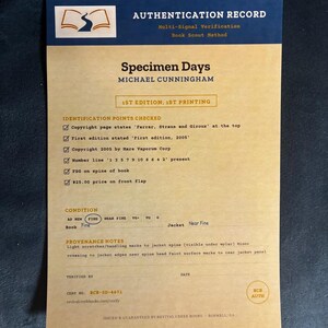 Signierte Erstausgabe (gebunden): Specimen Days von Michael Cunningham (Sehr gut/Nahezu neuwertig) Bild 13