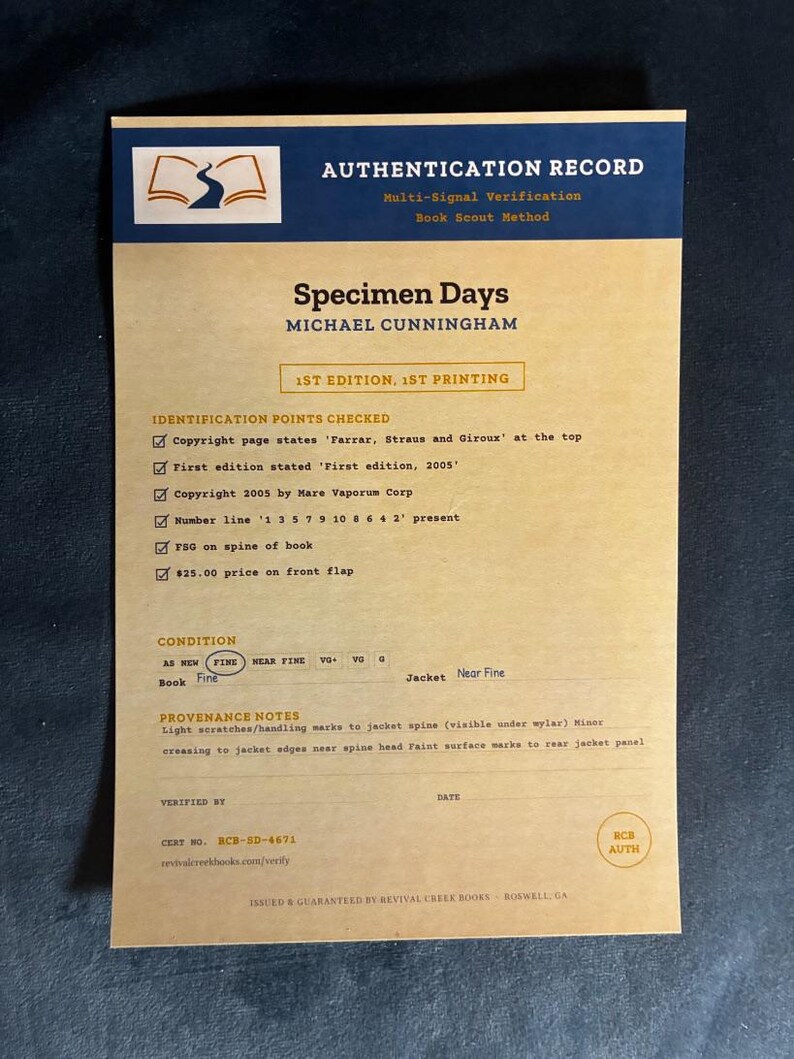 Signierte Erstausgabe (gebunden): Specimen Days von Michael Cunningham (Sehr gut/Nahezu neuwertig) Bild 13