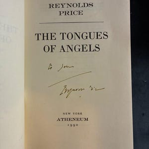 Änglarnas tungor av Reynolds Price Signerad 1990 Första upplagan Första trycket Nära fin HCDJ bild 3