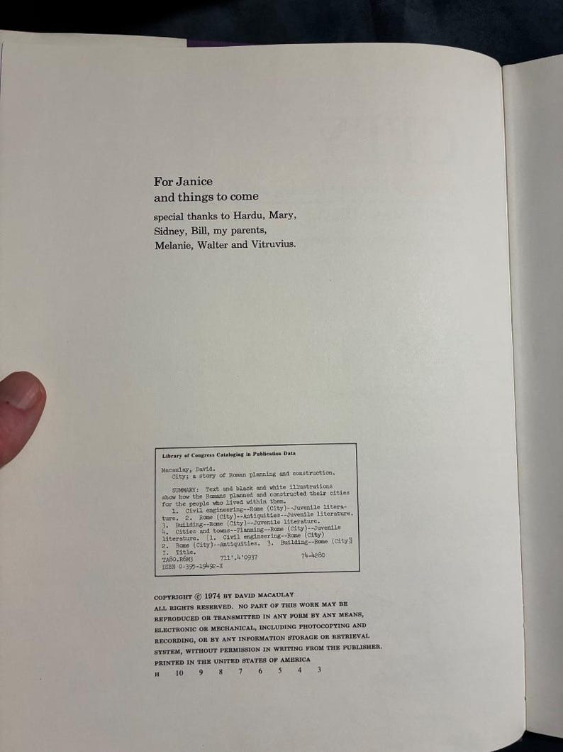 City: A Story of Roman Planning and Construction by David Macaulay 1974 First Edition Third Printing Very Good/Very Good image 2