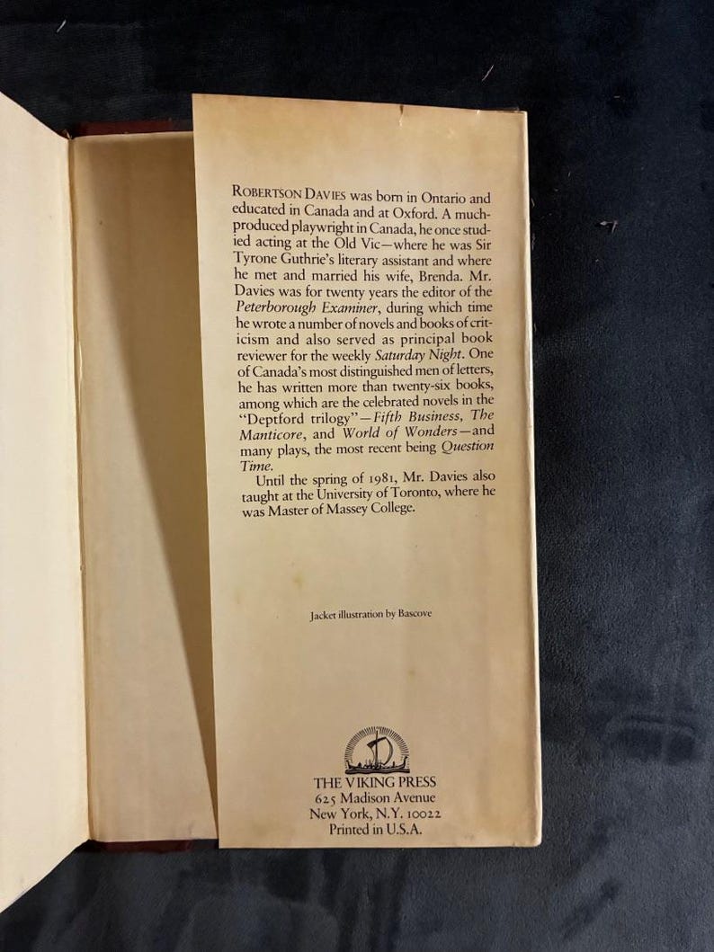 Os Anjos Rebeldes, de Robertson Davies, 1982, Primeira Edição, Segunda Impressão, Quase Perfeito/Bom, Capa Dura imagem 6