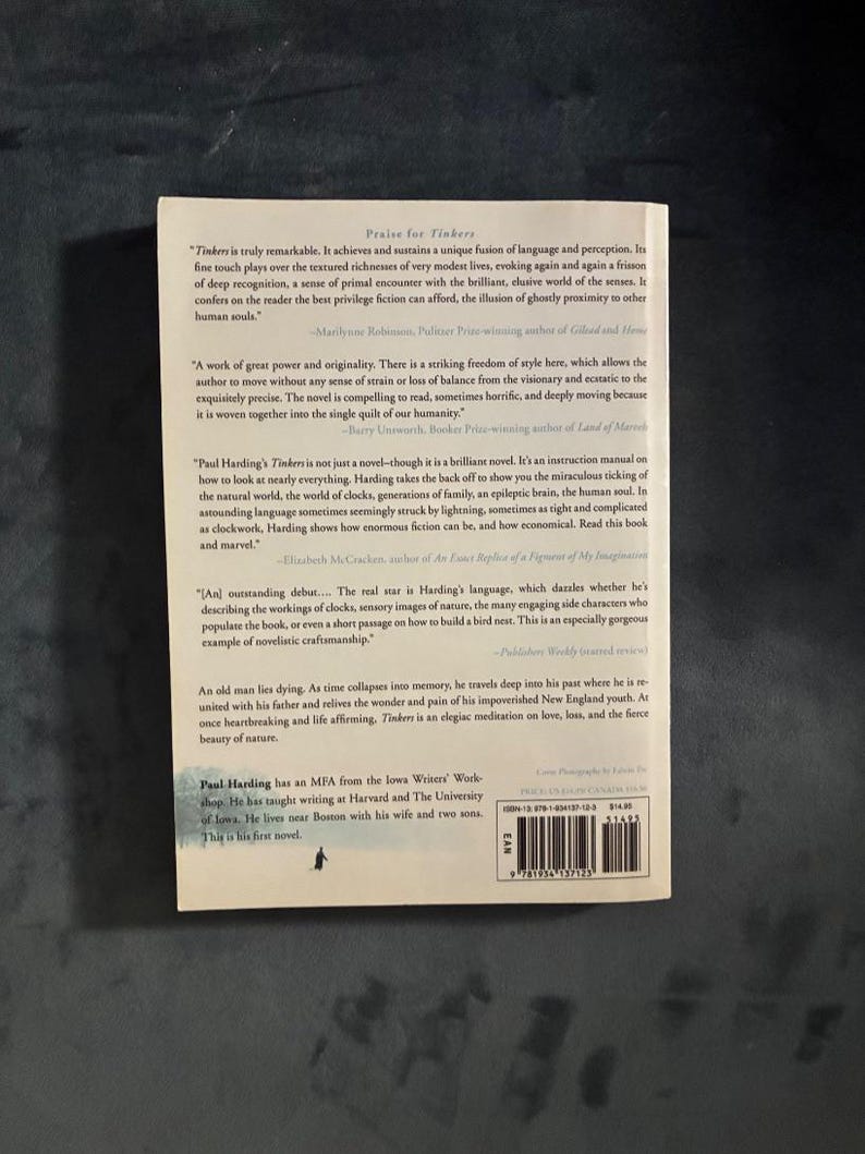 Tinkers by Paul Harding First Edition First Printing Near Fine Paperback image 3