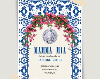 Mamma Mia! Birthday Invitation, Editable Canva Template (Digital Download)