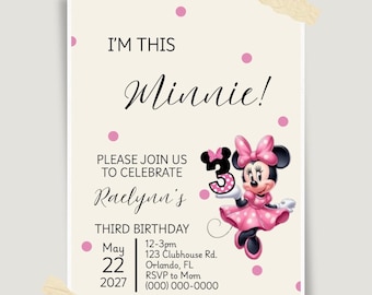 I’m This Minnie Birthday Invitation, Editable Canva Template (Digital Download)