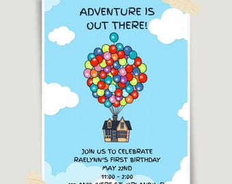 Adventure Is Out There Birthday Invitation, Editable Canva Template (Digital Download)