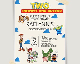 Two Infinity And Beyond Birthday Invitation, Editable Canva Template (Digital Download)