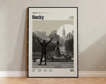 Póster de Rocky, póster de la película de John Avildsen, arte mural moderno de mediados de siglo, lámina de película clásica, decoración para sala de cine