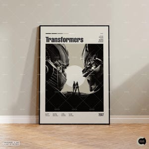 Transformers Poster, Michael Bay Movie Poster, Mid Century Wall Art, Retro Movie Print, Film Buff Gift