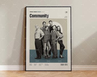 Community Poster, Dan Harmon Tv Show Poster, Midcentury Modern Wall Art, Classic Film Print, Movie Room Decor