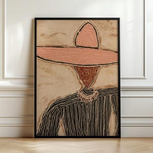 Abstrakt figurväggkonst, terrakotta boho-poster, jordfärgat tryck, neutral vardagsrumsinredning