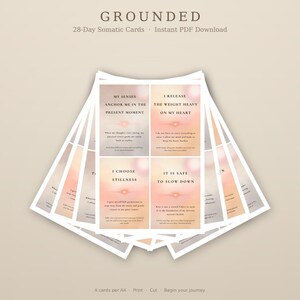 Somatic Grounding Cards PDF | Anxiety Relief, Nervous System Regulation (Instant Download)