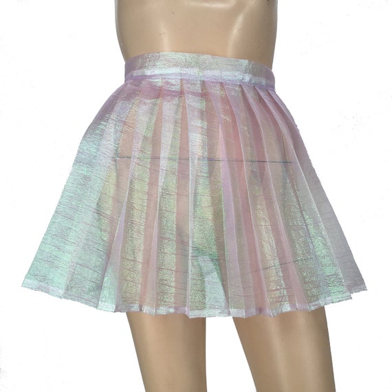 Handmade Iridescent Pleated Mini Skirt XS XL, Choose Your Size, Choose your color Handmade Iridescent Pleated Mini Skirt XS XL, Choose Your Size, Choose your color