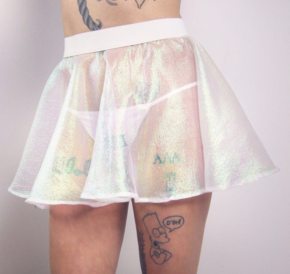 Iridescent Circle Skirt with Elastic Waist Band S, M, L, XL Pink, Blue and White Choose Your Size, Choose Your Color Iridescent Circle Skirt with Elastic Waist Band S, M, L, XL Pink, Blue and White Choose Your Size, Choose Your Color
