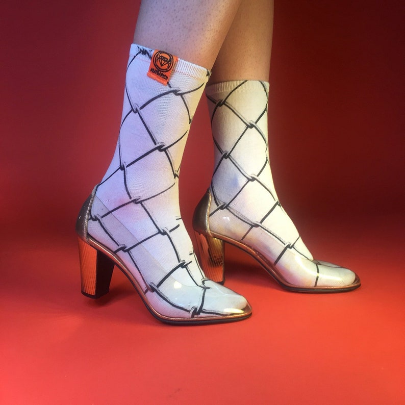 Handmade Fence Net Chain Link Fence All Over Print Socks OS