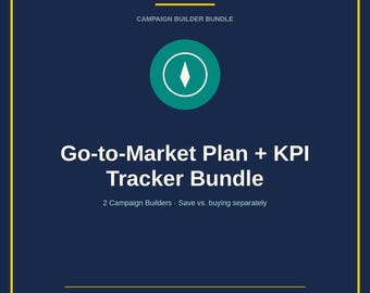 Go To Market Plan + KPI Tracker Bundle | 30 60 90 Day Plan | Campaign Metrics Worksheet | Digital PDF