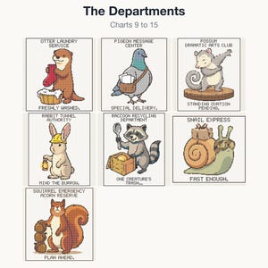 The remaining 7 cross stitch charts in the The Departments bundle