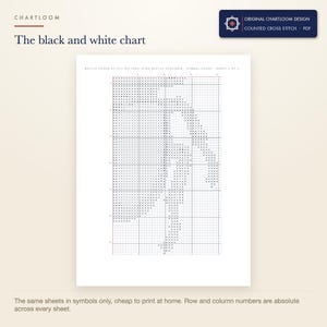 The black and white symbol chart from the stag beetle cross stitch pattern PDF, symbols only