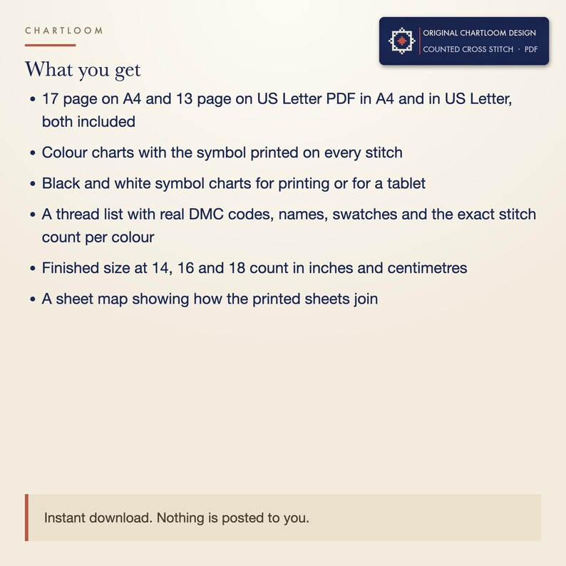 What is included in the pig cross stitch pattern download