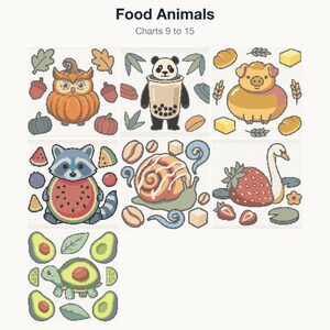 The remaining 7 cross stitch charts in the Food Animals bundle