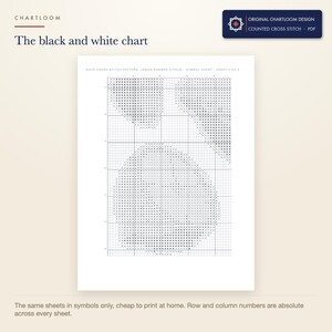 The black and white symbol chart from the duck cross stitch pattern PDF, symbols only
