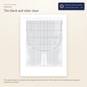 The black and white symbol chart from the panda cross stitch pattern PDF, symbols only