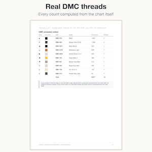 The thread list page showing real DMC numbers and stitch counts