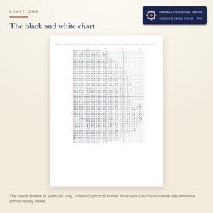 The black and white symbol chart from the a rabbit cross stitch pattern PDF, symbols only