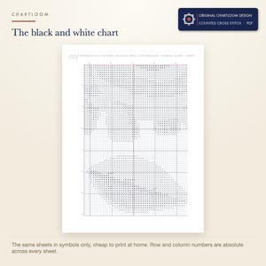 The black and white symbol chart from the turtle cross stitch pattern PDF, symbols only